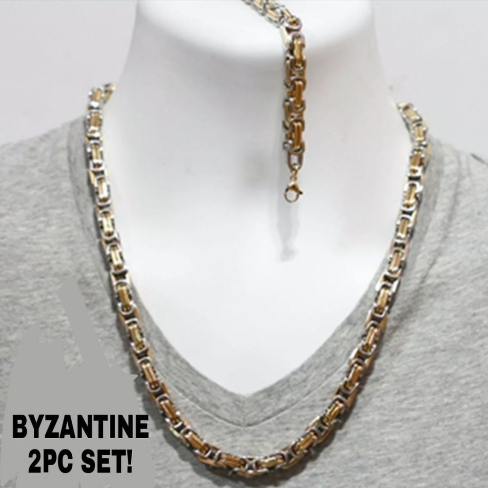 2 PC SET HEAVY 2 TONE BYZANTINE  8mm NWT